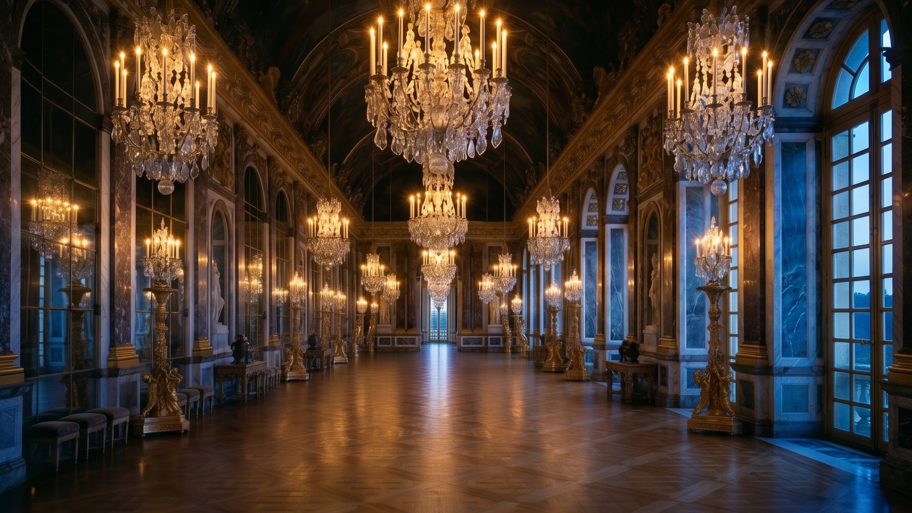 Galerie des Glaces reconstituée avec l'IA — OpenArt Nano Banana Pro
